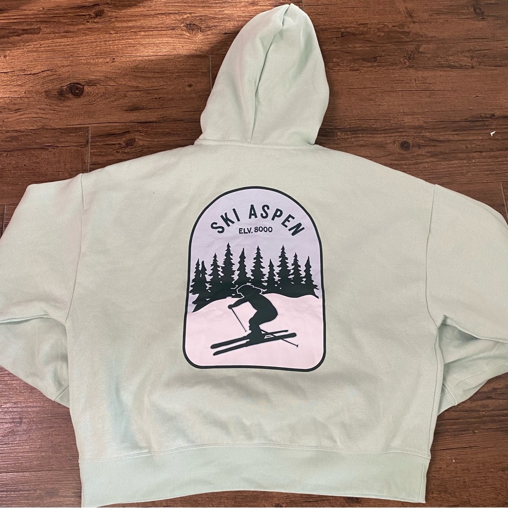 PINK Victoria's Secret Mint Green Pullover Hoodie - Picture 4 of 7